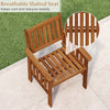 Solid wood patio chair with slatted seat and inclined backrest, promoting ventilation for outdoor comfort.