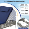Patio chaise lounge chair with 6-level adjustable backrest and navy cushion, ideal for poolside relaxation and.