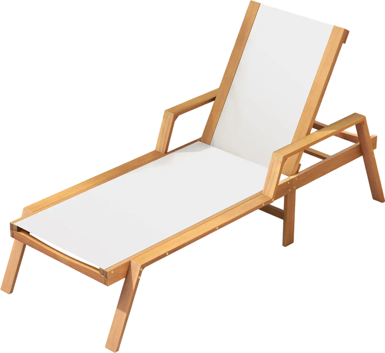 Costway Patio Chaise Lounge Chair Adjustable Backrest Armrests White 41293785 New