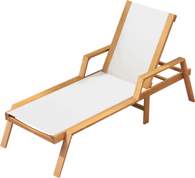 Costway Patio Chaise Lounge Chair Adjustable Backrest Armrests White 41293785 New