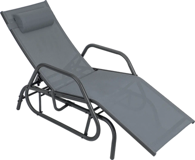 Costway Outdoor Chaise Lounge Glider Chair w/ Armrests Padded Pillow 84279561 New
