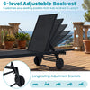Patio chaise lounge chair with 6-level adjustable backrest and wheels for easy relocation, perfect for poolside.