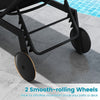 Patio chaise lounge chair with smooth-rolling wheels and adjustable backrest for easy movement and comfort on your deck.