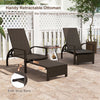 Patio chaise lounge with retractable ottoman, featuring durable rattan, adjustable backrest, ideal for outdoor.