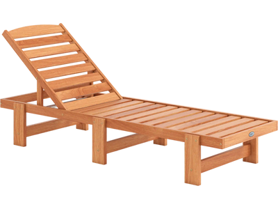 Costway Patio Chaise Lounge Chair Solid Wood Slatted Recliner Adjustable Backrest 57040837 New