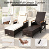 Patio chaise lounge features a soft-padded white cushion, adjustable backrest, and durable PE rattan for poolside comfort.