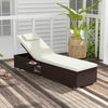 Outdoor PE RattanChaise Lounge with 6-level Backrest-Off White - Gallery View 1 of 9