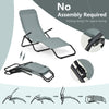 Light green folding patio chaise lounger with rocking design, ergonomic seat, and sturdy steel frame for outdoor.