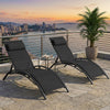 Set of 2 black patio chaise lounges with adjustable backrests, perfect for outdoor relaxation and sunbathing.