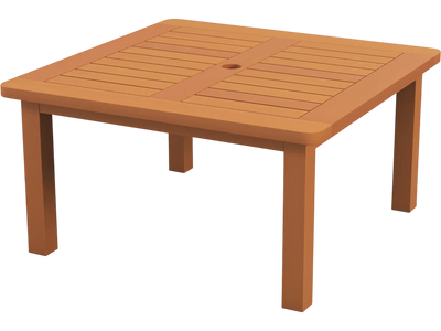 Costway Patio Coffee Table with Umbrella Hole Teak Oil Finish 26371985 New