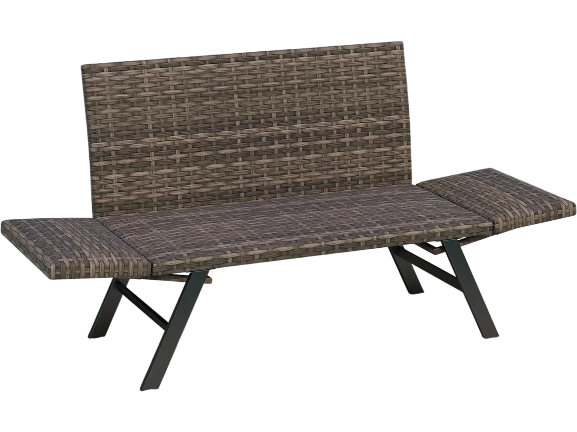 Costway Patio Convertible Rattan Sofa 2-Person Gray 763194528 New