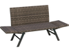Patio convertible sofa for 2 in gray rattan, adjustable armrests, perfect for poolside relaxation.
