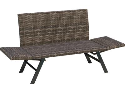 Costway Patio Convertible Rattan Sofa 2-Person Gray 763194528 New