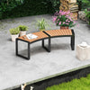 Patio Curved Bench with Slatted Seat and Metal Legs-1 Piece - Gallery View 1 of 10