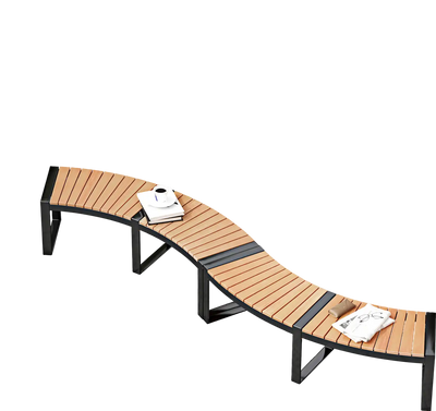 Costway Patio Curved Bench Slatted Seat Metal Legs 2-Pc 47583219 New