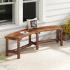 Patio Curved Bench Solid Wood Fire Pit Bench Outdoor Backless Loveseat-Rustic Brown - Gallery View 1 of 9