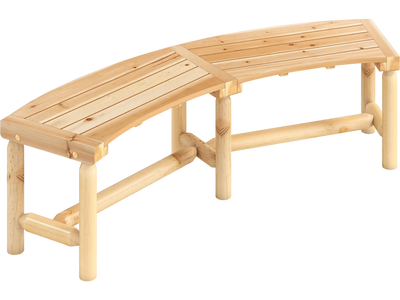Costway Patio Curved Solid Wood Fire Pit Bench Outdoor Backless Loveseat 45491233 New