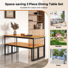 Backless patio dining bench with slatted acacia wood seat and sturdy metal legs, perfect for indoor and outdoor use.