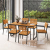 Patio dining chair set of 2 featuring acacia wood and metal frame, designed for comfort and modern-rustic style.