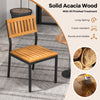 Patio dining chair featuring solid acacia wood and metal frame, designed for durability and comfort in outdoor settings.