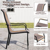 Patio dining chair with wave-shaped high backrest, wide seat, and heavy-duty metal frame for outdoor comfort.