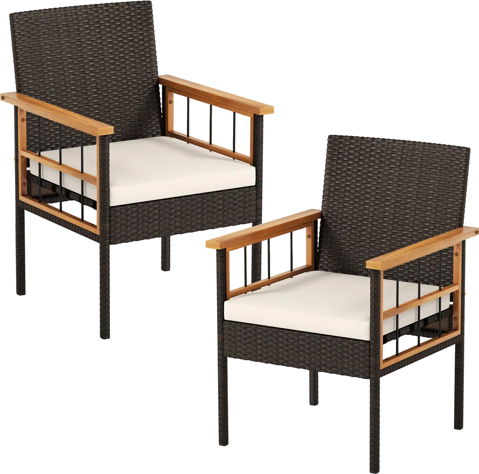 Costway Patio Dining Chairs Set of 2 Soft Cushions 30512332 New