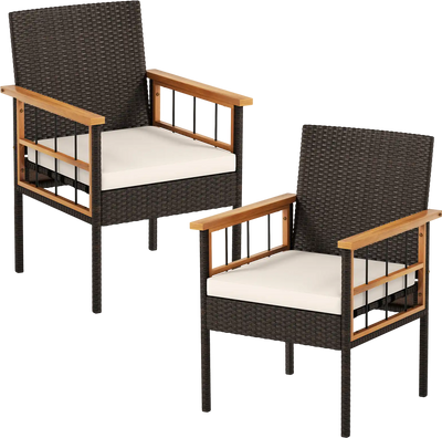 Costway Patio Dining Chairs Set of 2 Soft Cushions 30512332 New