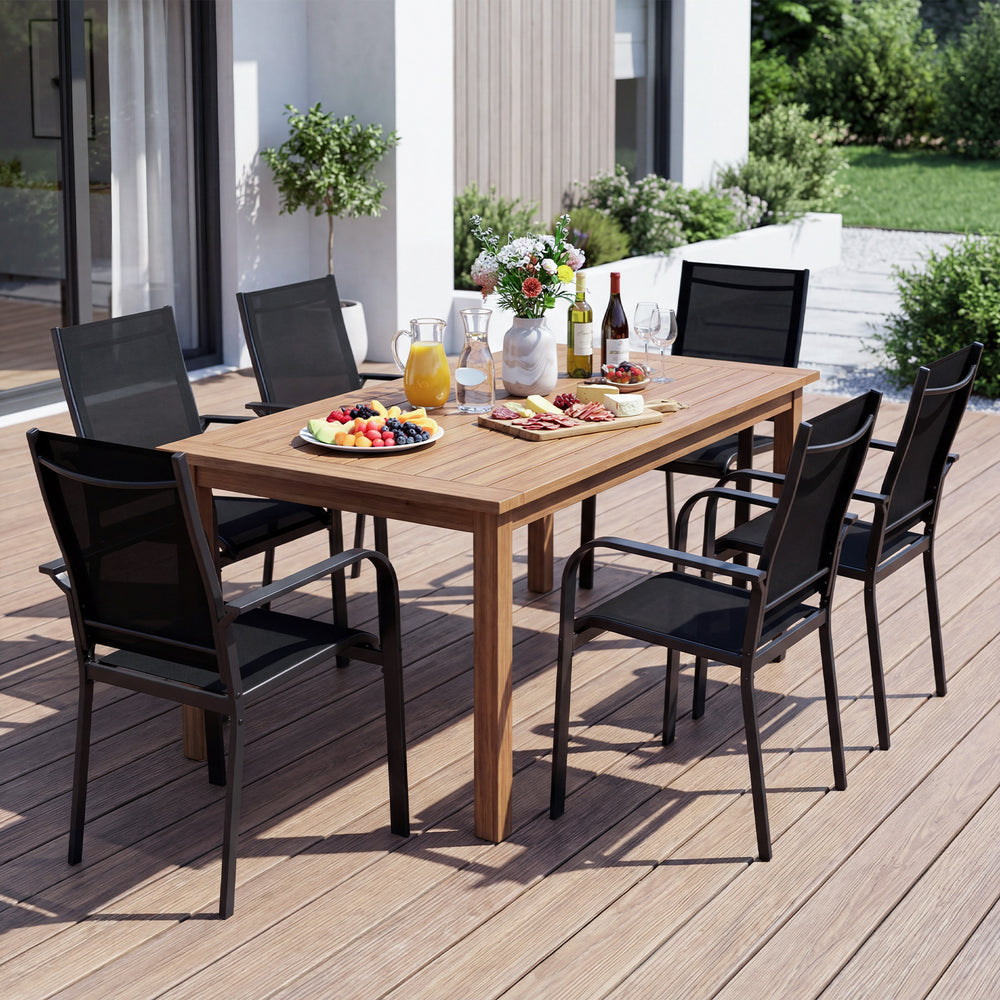 Patio Dining Chairs Set of 2/4/6 Stackable Outdoor Armchairs with Metal Frame-Set of 6 - Gallery View 1 of 6