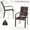 Stackable outdoor armchair with breathable mesh fabric, supportive armrests, and a weight capacity of 350 lbs for patio.