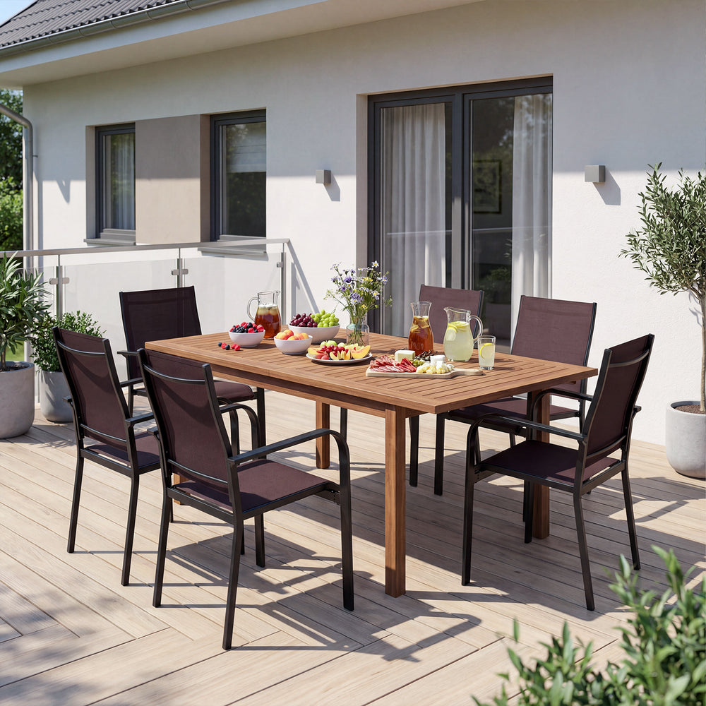 Patio Dining Chairs Set of 2/4/6 Stackable Outdoor Armchairs-Set of 6 - Gallery View 1 of 6