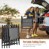 Folding patio dining chairs in gray, featuring breathable fabric and a sturdy metal frame, ideal for outdoor gatherings.