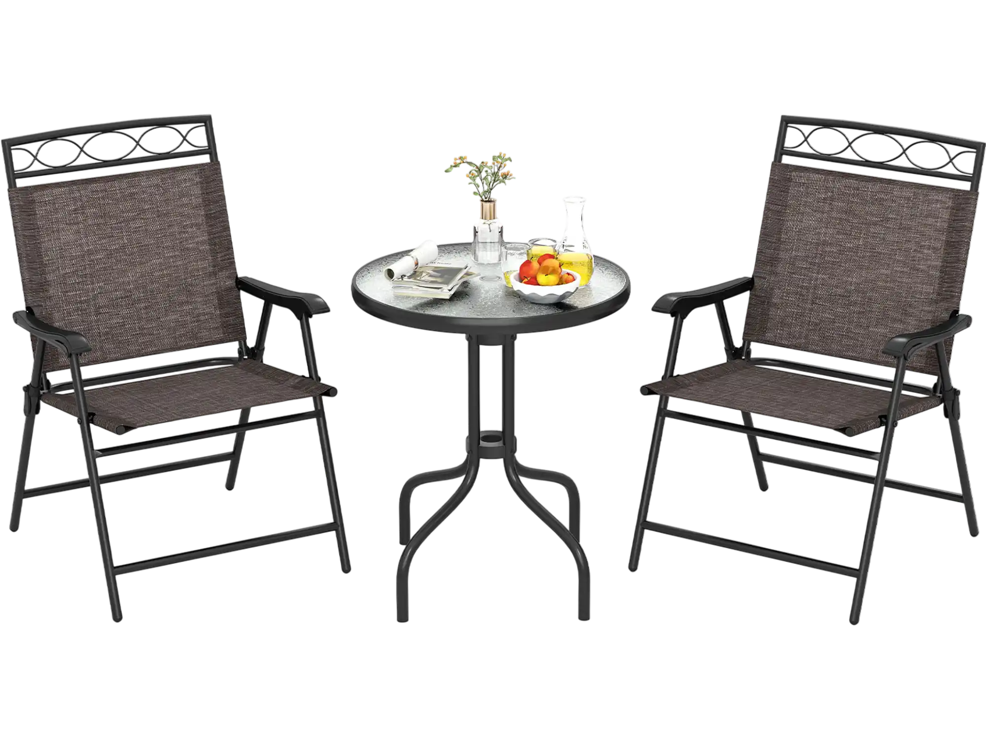 Costway 3-Pc Outdoor Bistro Dining Furniture Set w/ 1.57