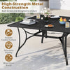 Patio dining table for 8 in black with a 60" x 60" surface, featuring an umbrella hole for outdoor dining.