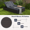 Hand-woven PE rattan texture of the gray patio double chaise lounge, designed for breathable comfort and elegance.