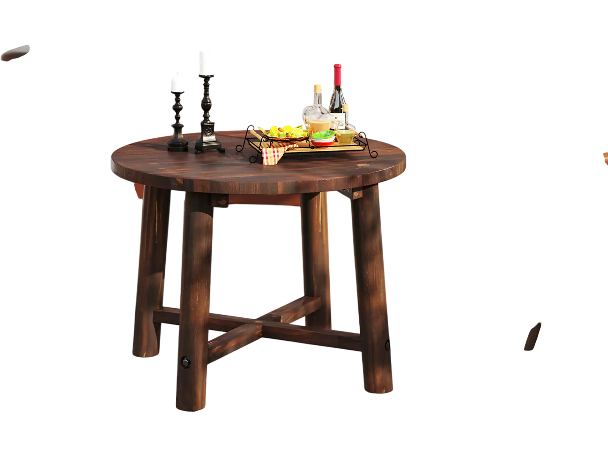 Costway Patio End Table Solid Wood Brown 147653928 New