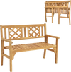 Patio Foldable Bench with Curved Backrest and Armrest