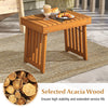 Patio foldable side table made of acacia wood with slatted tabletop, perfect for backyard and poolside use.