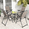 Patio Folding Bar Stool Set of 4 with Metal Frame and Footrest-Coffee - Gallery View 1 of 8
