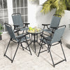 Patio Folding Bar Stool Set of 4 with Metal Frame and Footrest-Blue - Gallery View 1 of 8