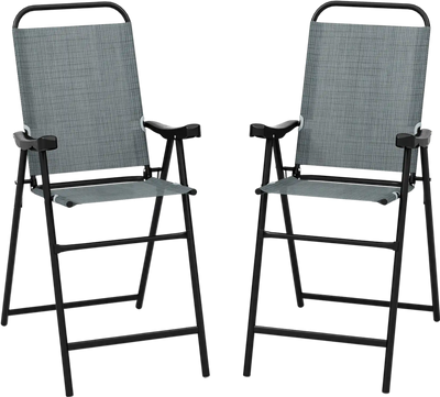Costway Patio Folding Bar Stool Set of 2 Metal Frame Footrest 28731546 New
