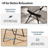 Patio folding bar stool set of 2 with ergonomic armrests and comfortable footrest for outdoor relaxation.