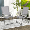 Gray patio folding chairs with rustproof metal frame, featuring high backrests and cozy armrests for outdoor relaxation.
