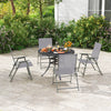 Gray patio folding chair set with rustproof metal frame, perfect for outdoor dining and easy storage.