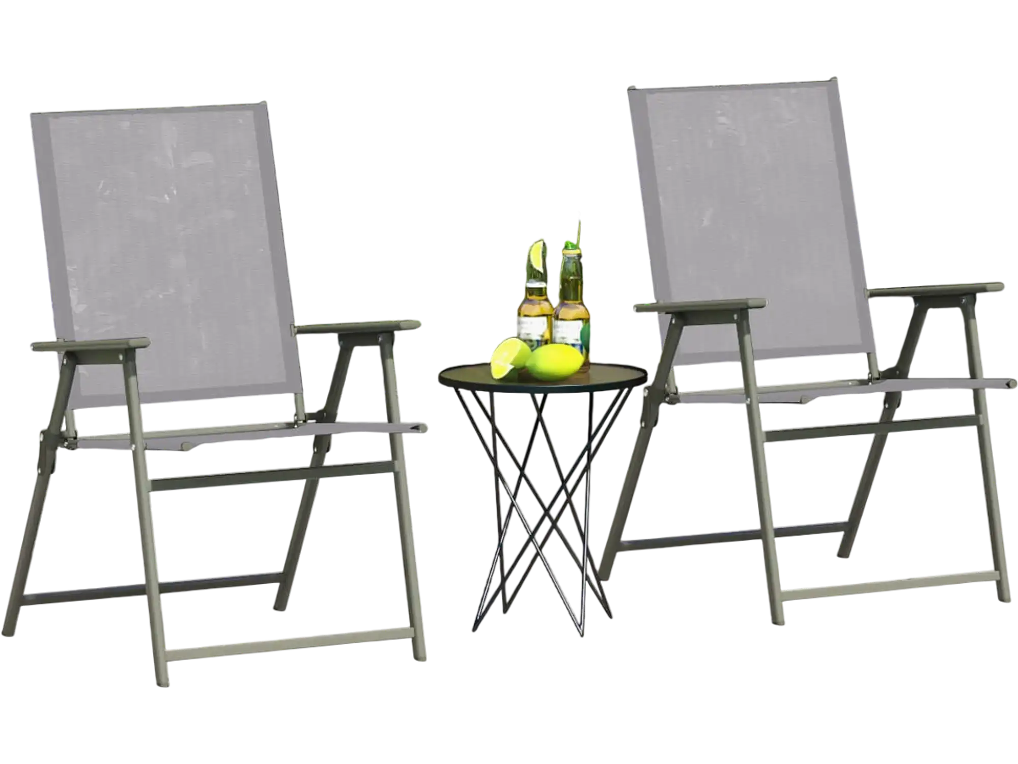 Costway Set of 4 Patio Folding Beach Chairs Gray 64785921 New