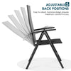 Adjustable black patio folding dining chair recliner with ergonomic design and five back positions for maximum comfort.