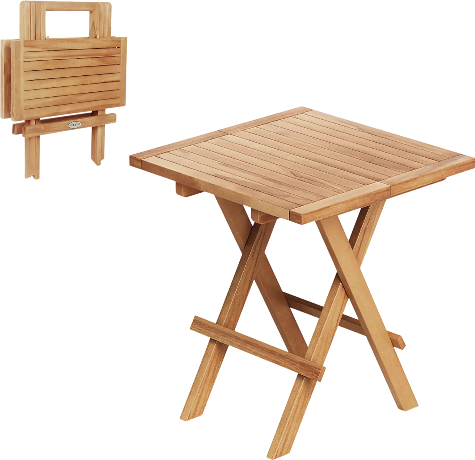 Costway Patio Folding Side Table Teak Wood X-Shaped Legs Slatted Top 87461392 New
