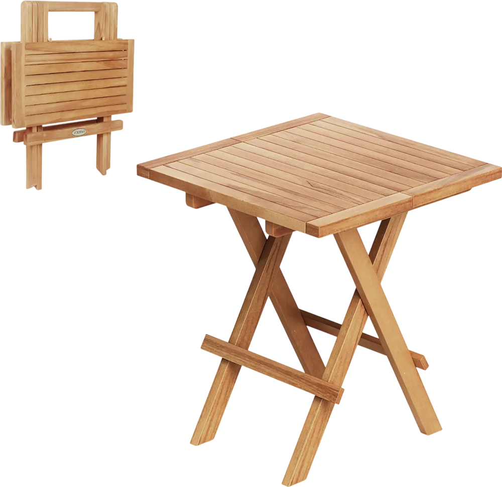 Patio Folding Side Table with X-shaped Legs and Slatted Tabletop