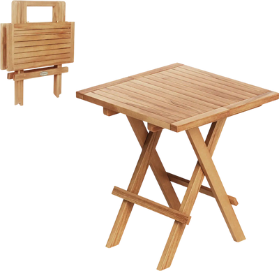 Costway Patio Folding Side Table Teak Wood X-Shaped Legs Slatted Top 87461392 New