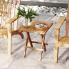 Patio folding side table made of premium teak wood with slatted tabletop, perfect for outdoor use and easy storage.