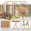 Patio folding side table made of premium teak wood with slatted tabletop and X-shaped legs for stability, ideal for.